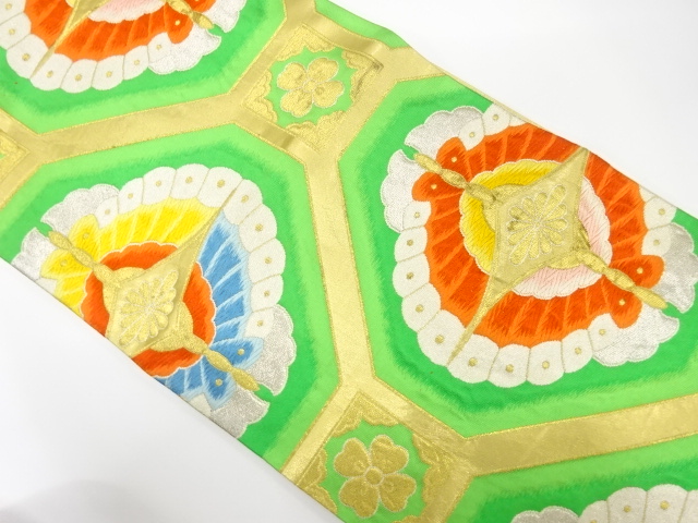 JAPANESE KIMONO / ANTIQUE FUKURO OBI / SILK / WOVEN SHOKKO & BUTTERFLY
